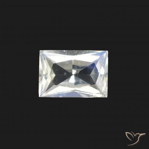 0.47ct Natural Bluish White Rainbow Moonstone, Baguette, Transparent