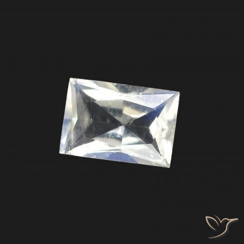 0.47 ct White Rainbow Moonstone Stone, Natural Rainbow Moonstone in Baguette Scissor Cut Shape for Sale