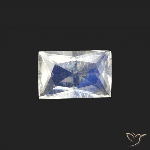 0.50ct Natural Bluish White Rainbow Moonstone, Baguette, Transparent