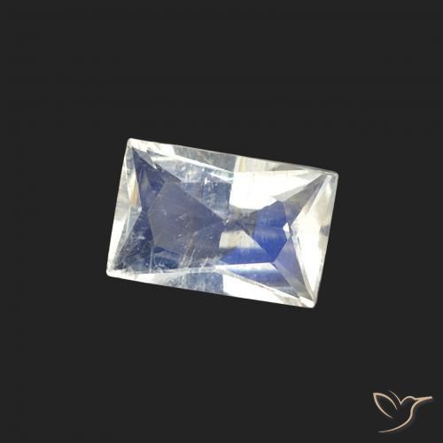 0.50 ct White Rainbow Moonstone Stone, Natural Rainbow Moonstone in Baguette Scissor Cut Shape for Sale