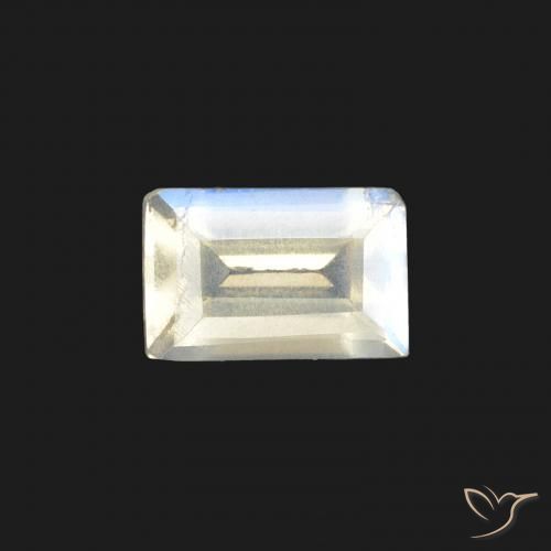 0.47ct Natural Bluish White Rainbow Moonstone, Baguette, VS