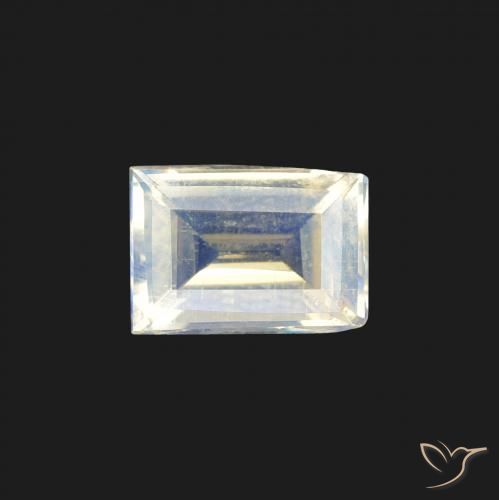 0.82ct Natural Bluish White Rainbow Moonstone, Baguette, VS
