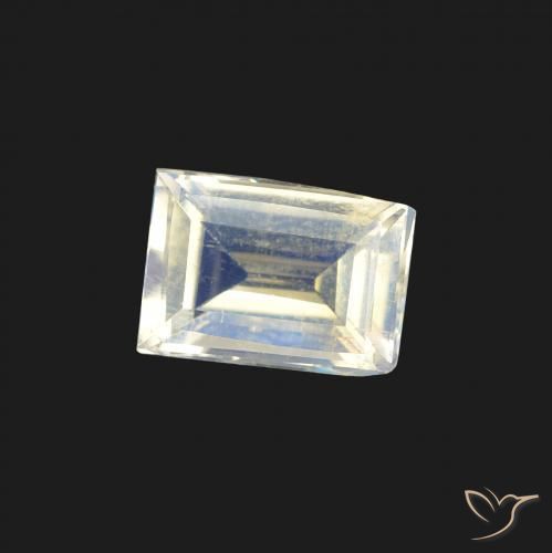 0.82 ct White Rainbow Moonstone Stone, Natural Rainbow Moonstone in Baguette Facet Shape for Sale