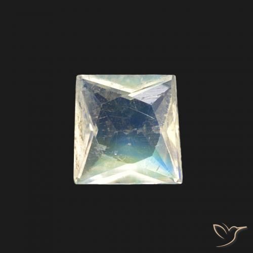 0.27ct Natural Bluish White Rainbow Moonstone, Square, Transparent