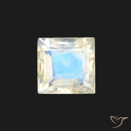 0.35ct Natural Bluish White Rainbow Moonstone, Square, Transparent