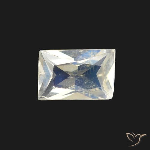0.39ct Natural Bluish White Rainbow Moonstone, Baguette, Transparent