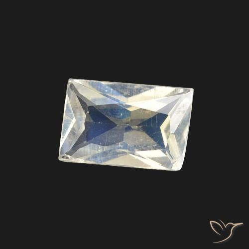 0.39 ct White Rainbow Moonstone Stone, Natural Rainbow Moonstone in Baguette Scissor Cut Shape for Sale
