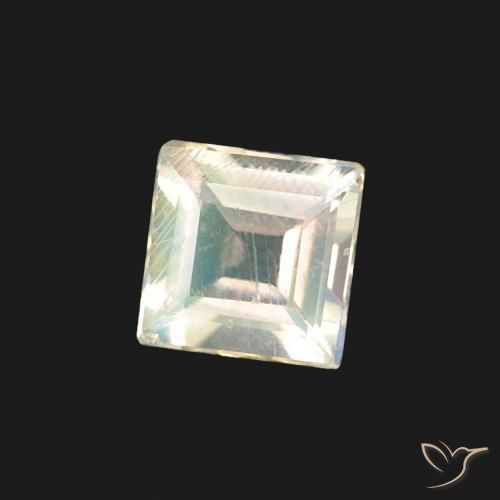 0.30 ct White Rainbow Moonstone Stone, Natural Rainbow Moonstone in Square Facet Shape for Sale