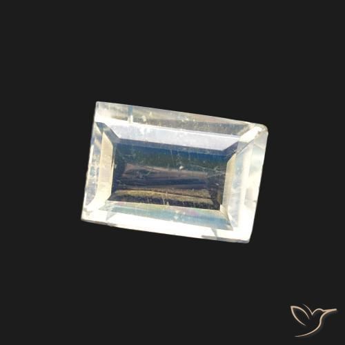 0.40 ct White Rainbow Moonstone Stone, Natural Rainbow Moonstone in Baguette Facet Shape for Sale