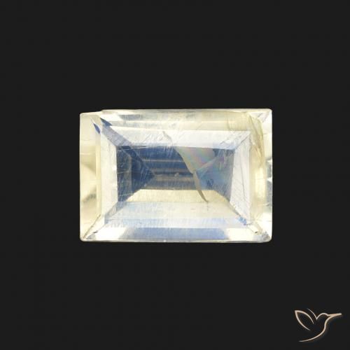 0.76ct Natural Bluish White Rainbow Moonstone, Baguette, Transparent
