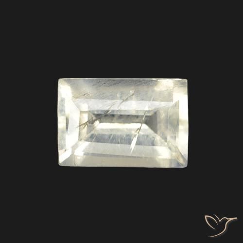 0.59ct Natural Bluish White Rainbow Moonstone, Baguette, Transparent