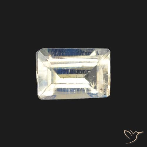 0.45ct Natural Bluish White Rainbow Moonstone, Baguette, Transparent