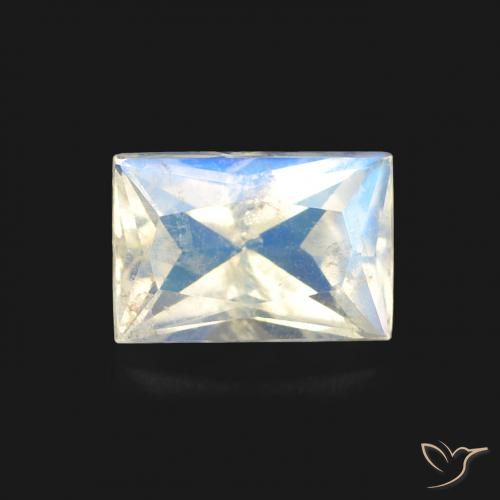 0.56ct Natural Bluish White Rainbow Moonstone, Baguette, Transparent