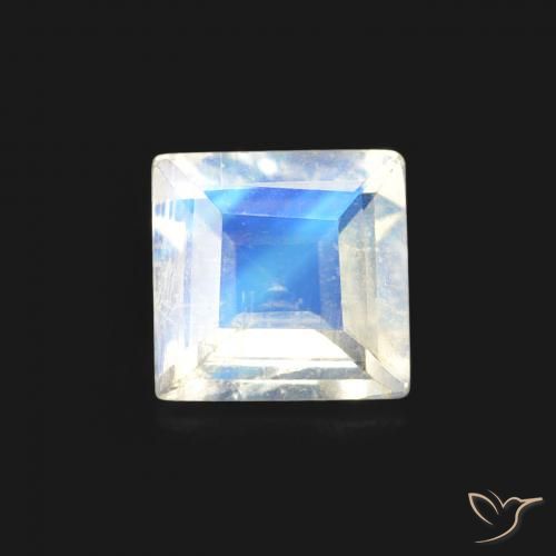 0.44ct Natural Bluish White Rainbow Moonstone, Square, Transparent