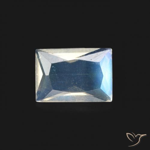 0.33ct Natural Bluish White Rainbow Moonstone, Baguette, Transparent