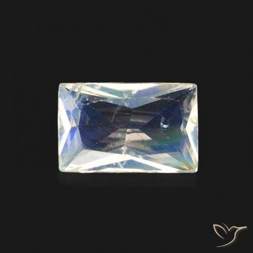 0.46ct Natural Bluish White Rainbow Moonstone, Baguette, Transparent