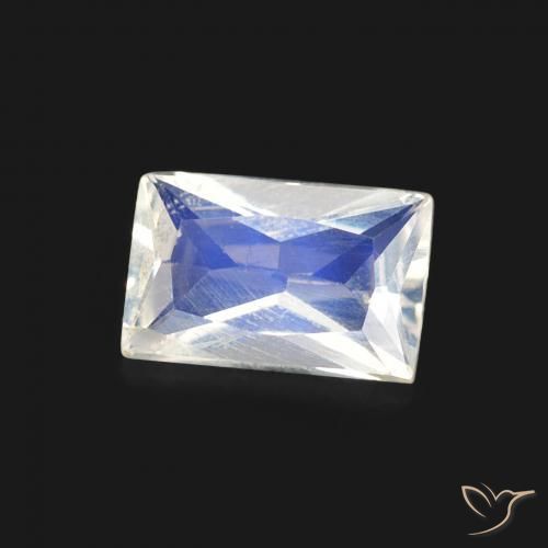 0.43 ct White Rainbow Moonstone Stone, Natural Rainbow Moonstone in Baguette Scissor Cut Shape for Sale