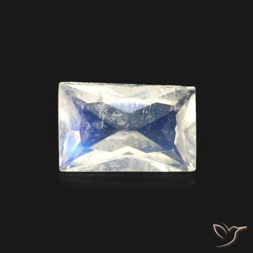 0.49ct Natural Bluish White Rainbow Moonstone, Baguette, Transparent