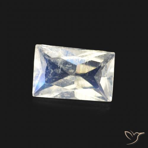 0.49 ct White Rainbow Moonstone Stone, Natural Rainbow Moonstone in Baguette Scissor Cut Shape for Sale