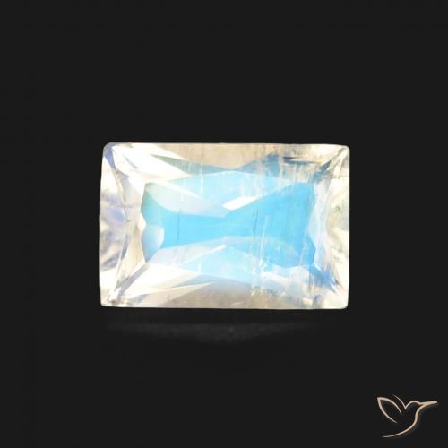 0.46ct Natural Bluish White Rainbow Moonstone, Baguette, Transparent