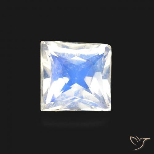 0.55ct Natural Bluish White Rainbow Moonstone, Square, Transparent