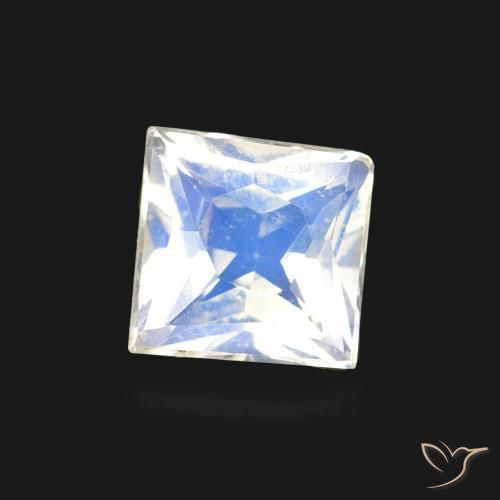 0.55 ct White Rainbow Moonstone Stone, Natural Rainbow Moonstone in Princess-Cut Shape for Sale