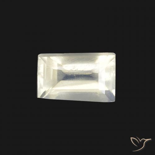 0.53ct Natural Bluish White Rainbow Moonstone, Baguette, Transparent