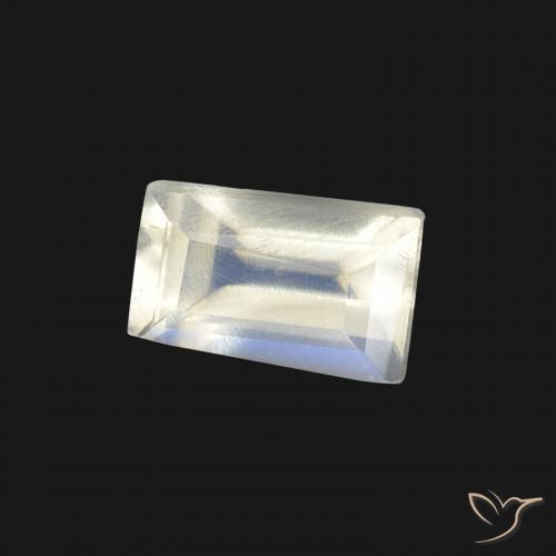 0.53 ct White Rainbow Moonstone Stone, Natural Rainbow Moonstone in Tapered Baguette Shape for Sale