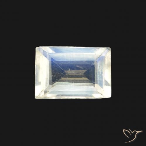 0.72ct Natural Bluish White Rainbow Moonstone, Baguette, Transparent