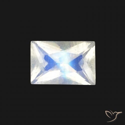 0.54ct Natural Bluish White Rainbow Moonstone, Baguette, Transparent
