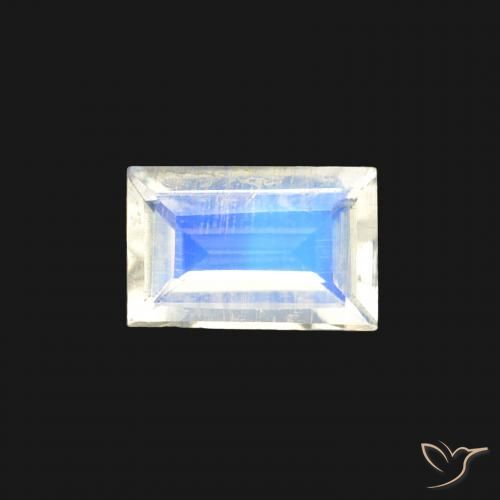 0.44ct Natural Bluish White Rainbow Moonstone, Baguette, Transparent