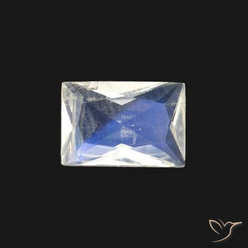 0.40ct Natural Bluish White Rainbow Moonstone, Baguette, Transparent