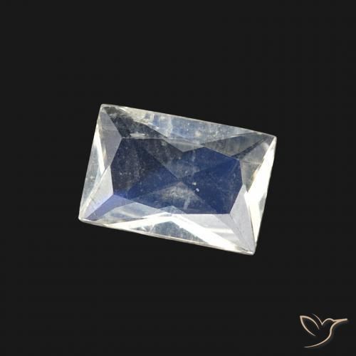 0.40 ct White Rainbow Moonstone Stone, Natural Rainbow Moonstone in Baguette Scissor Cut Shape for Sale