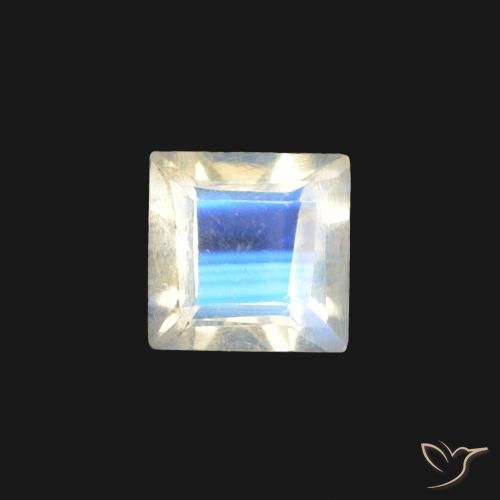 0.26ct Natural Bluish White Rainbow Moonstone, Square, Transparent