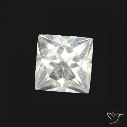 0.36 ct White Rainbow Moonstone Stone, Natural Rainbow Moonstone in Princess-Cut Shape for Sale