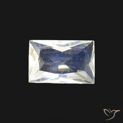 0.43ct Natural Bluish White Rainbow Moonstone, Baguette, Transparent