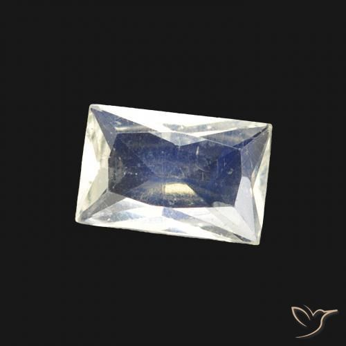 0.43 ct White Rainbow Moonstone Stone, Natural Rainbow Moonstone in Baguette Scissor Cut Shape for Sale