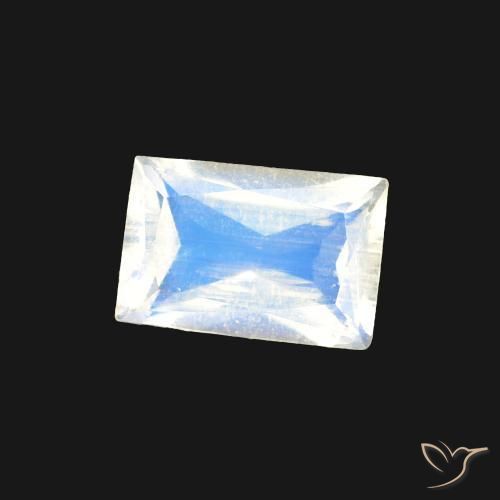 0.45 ct White Rainbow Moonstone Stone, Natural Rainbow Moonstone in Baguette Scissor Cut Shape for Sale