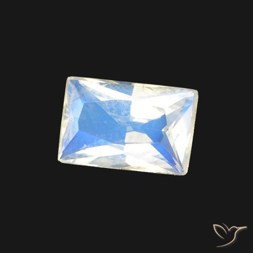 0.50 ct White Rainbow Moonstone Stone, Natural Rainbow Moonstone in Baguette Scissor Cut Shape for Sale