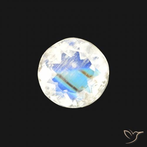 0.46ct Natural Bluish White Rainbow Moonstone, Round, Transparent