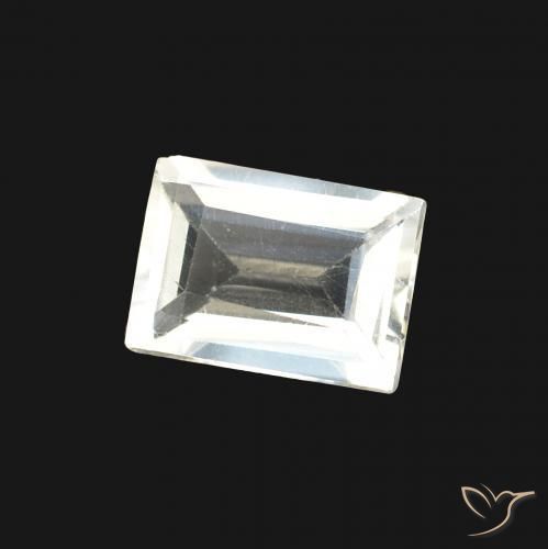 0.75 ct White Rainbow Moonstone Stone, Natural Rainbow Moonstone in Baguette Facet Shape for Sale