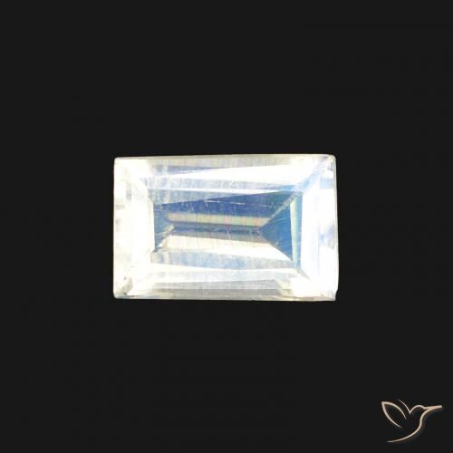 0.41ct Natural Bluish White Rainbow Moonstone, Baguette, Transparent