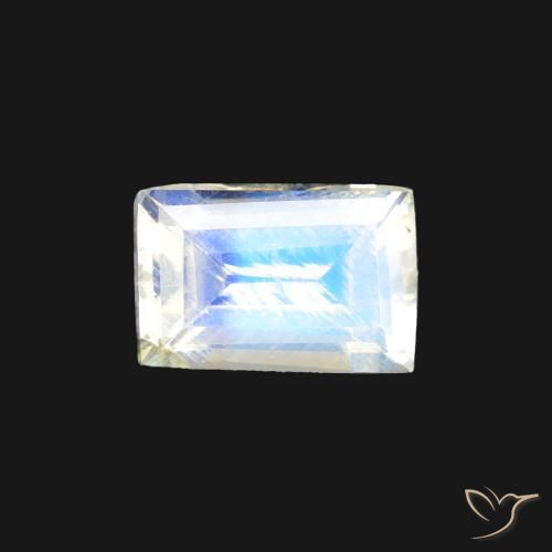 0.54ct Natural Bluish White Rainbow Moonstone, Baguette, Transparent