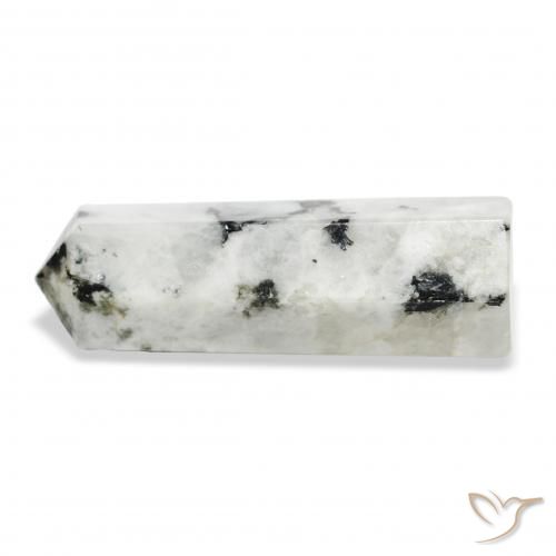 40.21 ct White Rainbow Moonstone Stone, Natural Rainbow Moonstone in Pencil Cut Shape for Sale