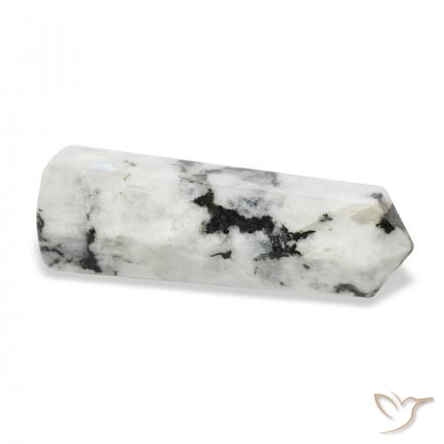 Rainbow Moonstone Gemstone in 38.4 x 12.5 mm Size for Sale, Rainbow Moonstone Stone in White with Black Color