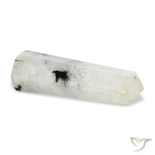 Rainbow Moonstone Gemstone in 38.8 x 12.6 mm Size for Sale, Rainbow Moonstone Stone in White with Black Color