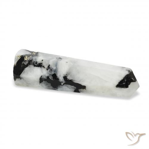 Rainbow Moonstone Gemstone in 38.9 x 11.5 mm Size for Sale, Rainbow Moonstone Stone in White with Black Color