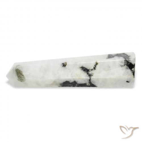 43.58 ct White Rainbow Moonstone Stone, Natural Rainbow Moonstone in Pencil Cut Shape for Sale