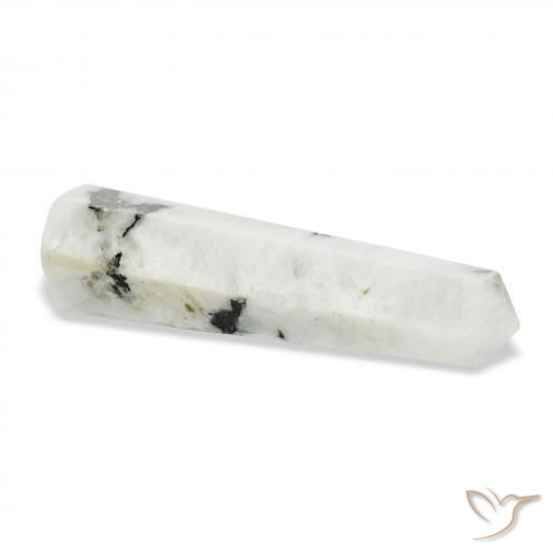 Rainbow Moonstone Gemstone in 44 x 12.4 mm Size for Sale, Rainbow Moonstone Stone in White with Black Color