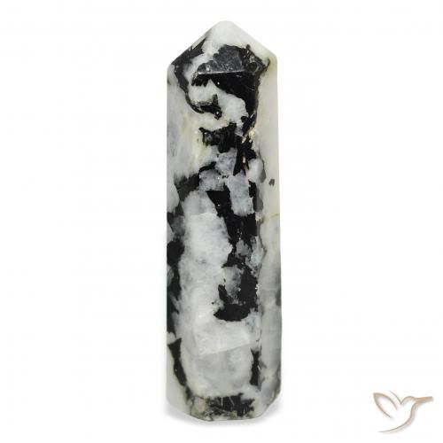 43.34ct Natural White with Black Rainbow Moonstone, Fancy, Opaque